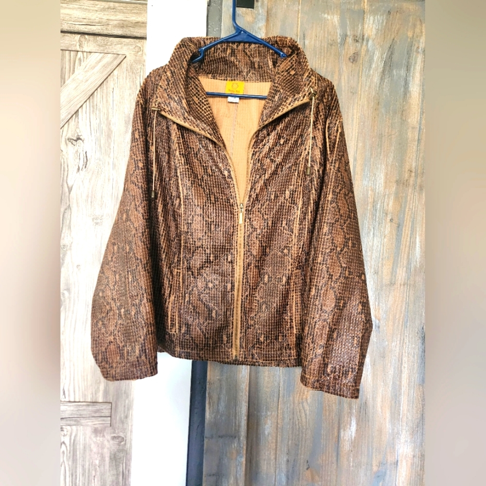 Ruby Red Faux Snakeskin Woman's Biker Jacket